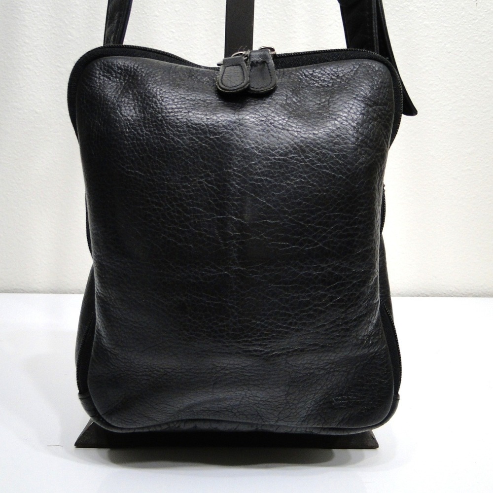 SAS Black Pebbled Leather Organizer Crossbody Bag Made in USA - Picture 2 of 15